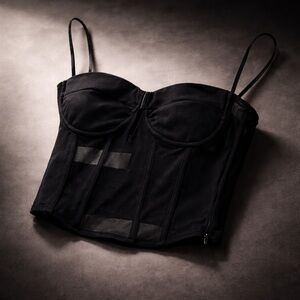 Forever 21 Mesh Sweetheart Tube Top Black XS